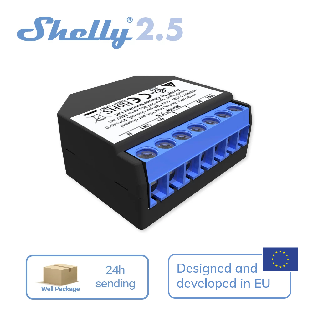 Shelly Relay Module - Shelly 2,5 hogar inteligente doble relé