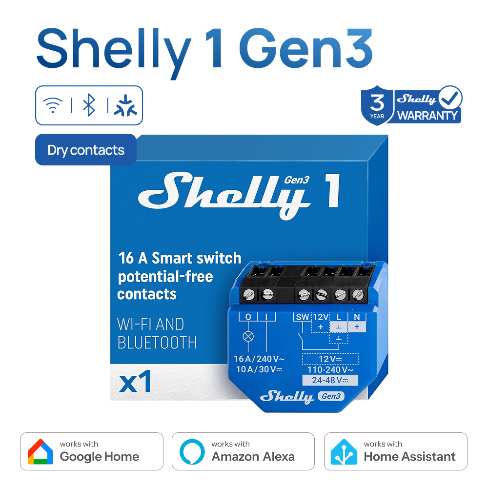 Shelly Relay Module - Interruptor Inteligente de Contacto Seco Shelly