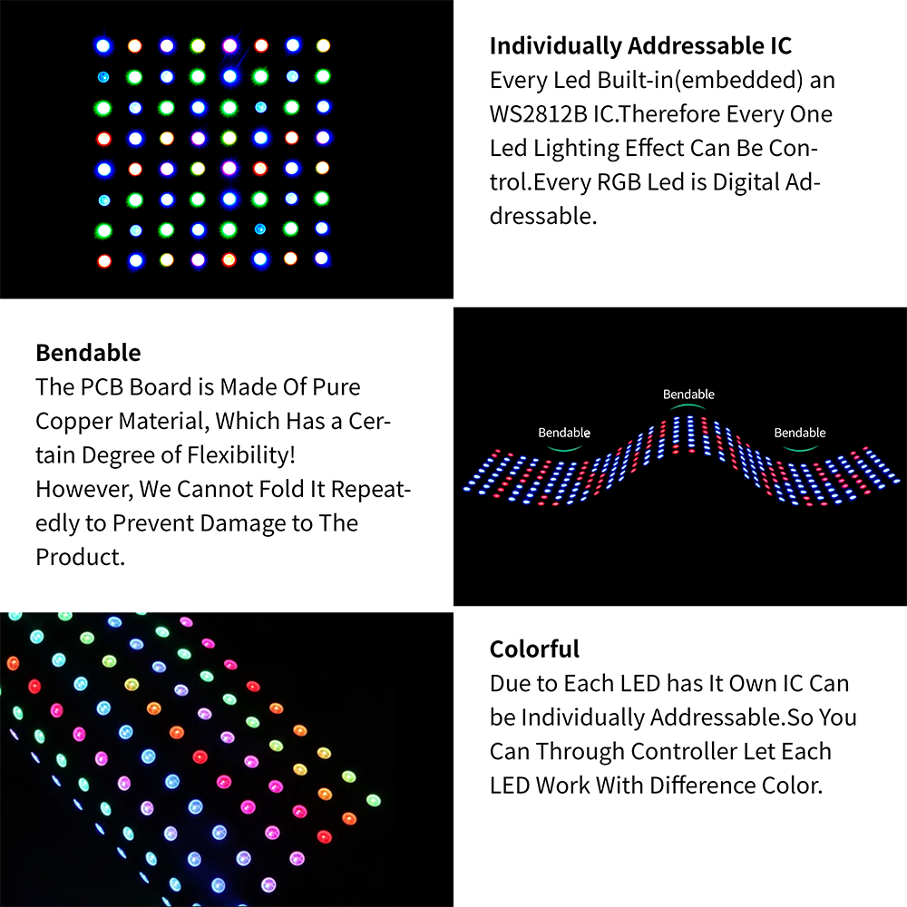 8X8 16X16 8X32 WS2812B con USB - Rgb Led Matrix 8X8 reseña y precio