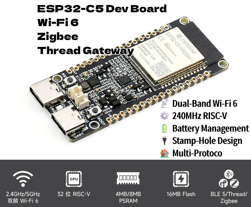 Placa de desarrollo ESP32-C5 d - Matter Hub Thread reseña y precio
