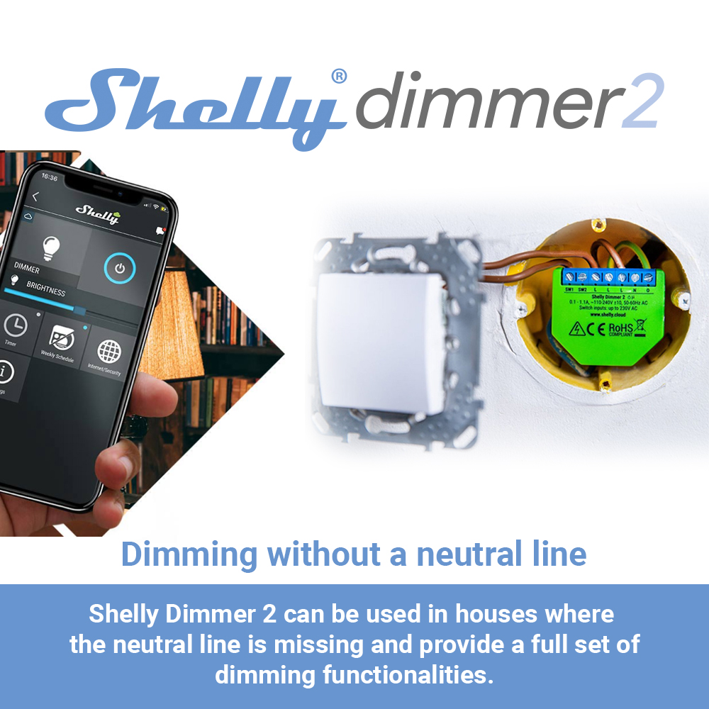 Shelly Dimmer 2 interruptor in - Shelly Relay Module reseña y precio